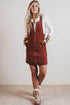Ribbed Corduroy Zip Front Pocket Sleeveless Sheath Mini Dress