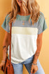 Ribbed Cotton Blend Patchwork Panel Tee