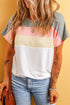 Ribbed Cotton Blend Patchwork Panel Tee