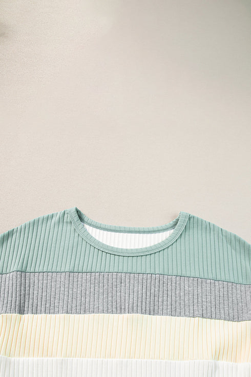 Ribbed Cotton Blend Patchwork Panel Tee