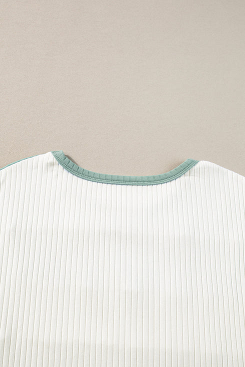 Ribbed Cotton Blend Patchwork Panel Tee