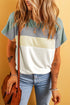 Ribbed Cotton Blend Patchwork Panel Tee
