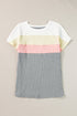 Ribbed Cotton Blend Patchwork Panel Tee
