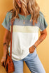 Ribbed Cotton Blend Patchwork Panel Tee