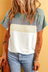 Ribbed Cotton Blend Patchwork Panel Tee