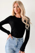 Ribbed Crew Neck Long Sleeve Fitted Bodysuit