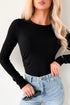 Ribbed Crew Neck Long Sleeve Fitted Bodysuit