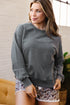 Ribbed Cuff Round Neck Long Sleeve Loose Sweatshirt