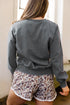 Ribbed Cuff Round Neck Long Sleeve Loose Sweatshirt
