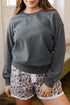 Ribbed Cuff Round Neck Long Sleeve Loose Sweatshirt