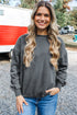 Ribbed Cuff Round Neck Long Sleeve Loose Sweatshirt