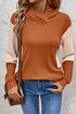 Ribbed Detail Crossover Neck Pullover Hoodie