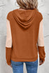 Ribbed Detail Crossover Neck Pullover Hoodie