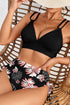 Ribbed Double Strap Tropical High Waist Bikini Set