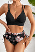 Ribbed Double Strap Tropical High Waist Bikini Set
