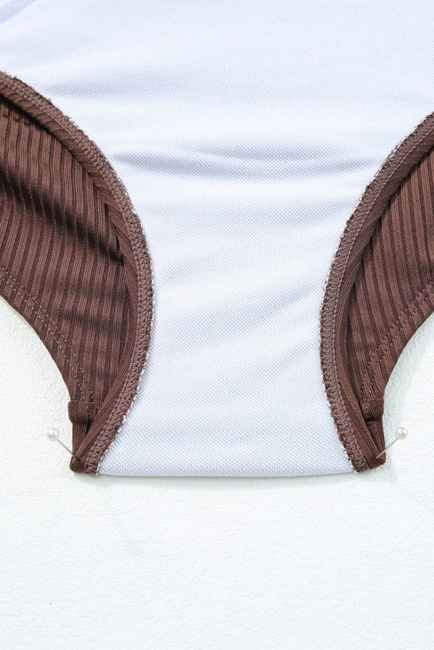 Ribbed Drawstring Sides Cutout One Piece Swimsuit