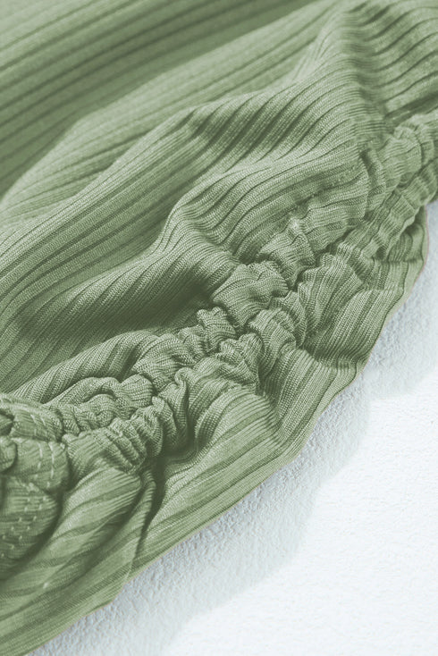 Ribbed Drawstring Sides Cutout One Piece Swimsuit