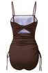 Ribbed Drawstring Sides Cutout One Piece Swimsuit
