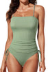 Ribbed Drawstring Sides Cutout One Piece Swimsuit
