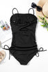 Ribbed Drawstring Sides Cutout One Piece Swimsuit