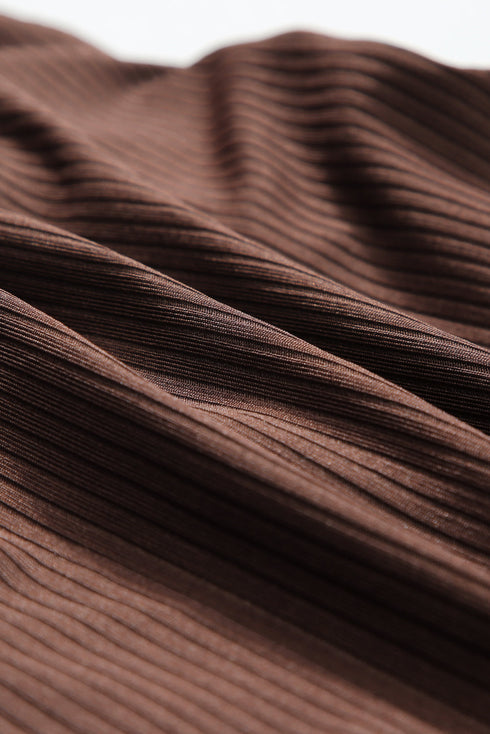 Ribbed Drawstring Sides Cutout One Piece Swimsuit