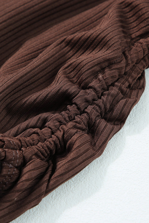 Ribbed Drawstring Sides Cutout One Piece Swimsuit