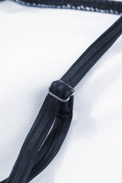 Ribbed Drawstring Sides Cutout One Piece Swimsuit