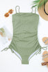 Ribbed Drawstring Sides Cutout One Piece Swimsuit