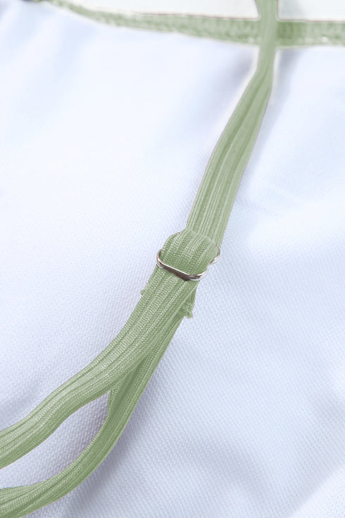 Ribbed Drawstring Sides Cutout One Piece Swimsuit