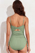 Ribbed Drawstring Sides Cutout One Piece Swimsuit