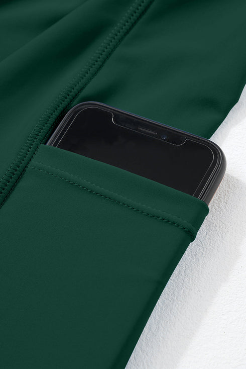 Ribbed Edge Pocketed Lined Active Swim Dress