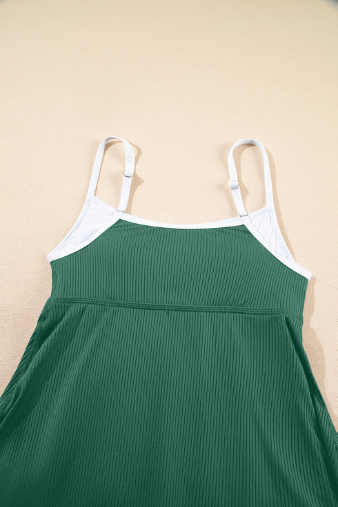 Ribbed Edge Pocketed Lined Active Swim Dress