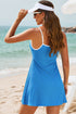 Ribbed Edge Pocketed Lined Active Swim Dress