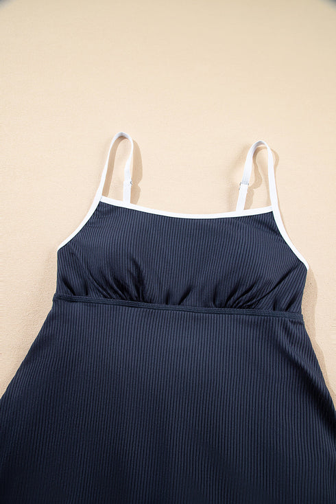 Ribbed Edge Pocketed Lined Active Swim Dress