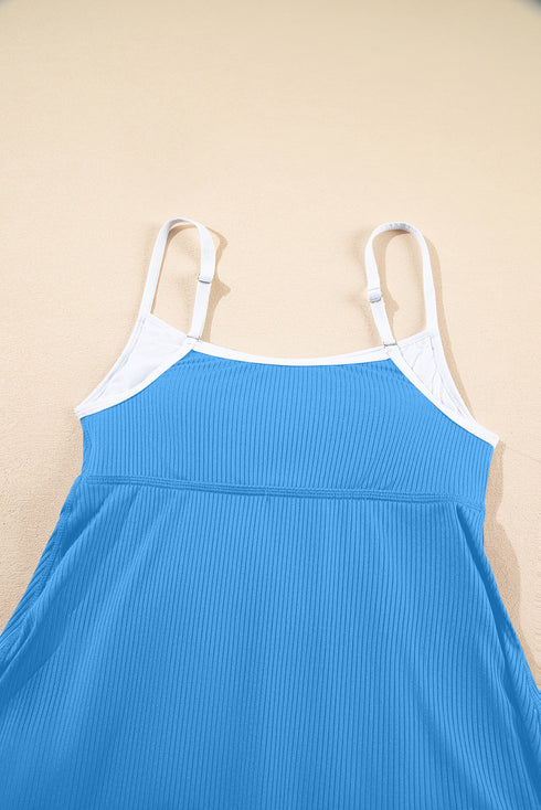 Ribbed Edge Pocketed Lined Active Swim Dress