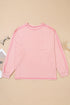 Ribbed Exposed Seam Chest Pocket Corded Long Sleeve Top