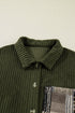 Ribbed Fleece Plaid Patchwork Corduroy Button Up Jacket