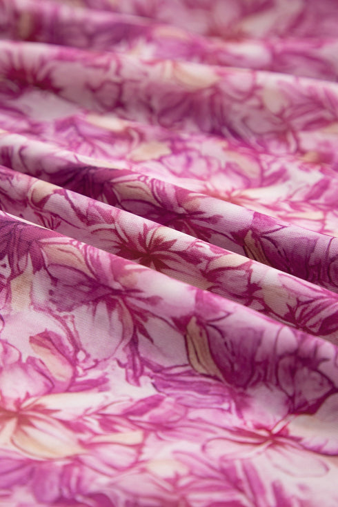 Ribbed Floral Contrast Patchwork V Neck Tank Maxi Dress