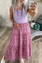 Ribbed Floral Contrast Patchwork V Neck Tank Maxi Dress