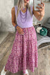 Ribbed Floral Contrast Patchwork V Neck Tank Maxi Dress
