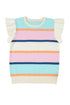 Ribbed Flutter Sleeve Striped Knit Sweater Top