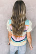 Ribbed Flutter Sleeve Striped Knit Sweater Top