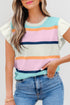 Ribbed Flutter Sleeve Striped Knit Sweater Top
