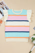 Ribbed Flutter Sleeve Striped Knit Sweater Top