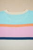 Ribbed Flutter Sleeve Striped Knit Sweater Top