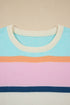 Ribbed Flutter Sleeve Striped Knit Sweater Top