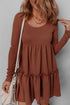 Ribbed Frill Trim High Waist Long Sleeve Mini Dress