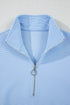 Ribbed Half Zip Ruffle Sleeve Coordinated Short Sets