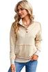 Ribbed Hem Snap Button Neckline Sweatshirt with Pocket