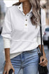 Ribbed Hem Snap Button Neckline Sweatshirt with Pocket